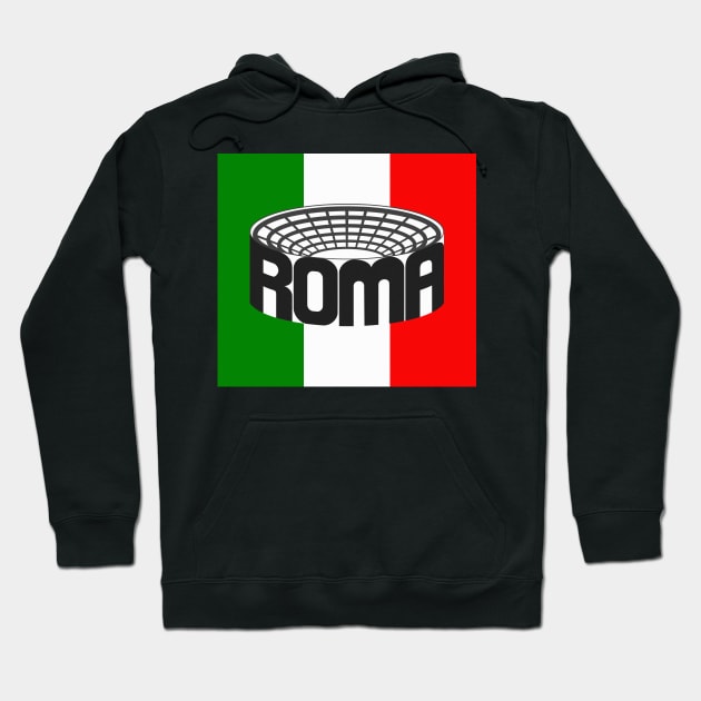 Roma funny Colosseum Italia Flag Typography Souvenir Hoodie by peter2art